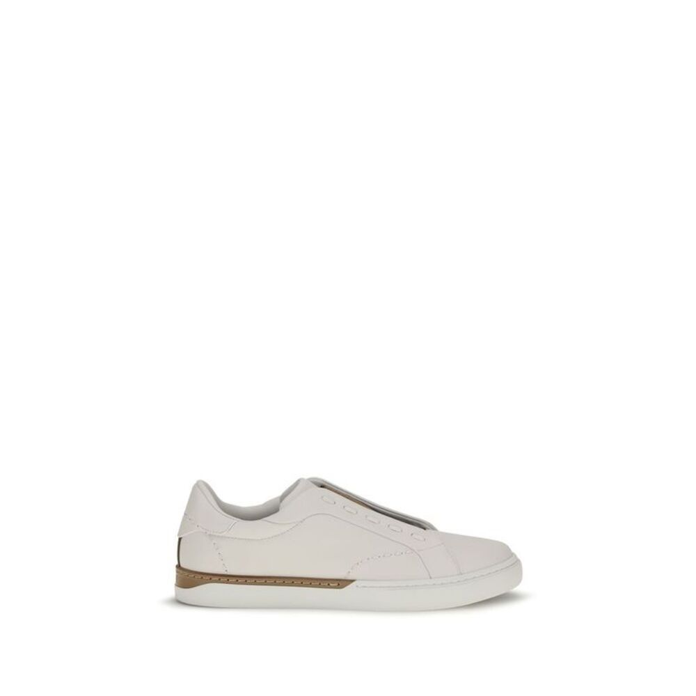 Fendi White Calf Leather Bos Taurus Low Top Men's Sneakers